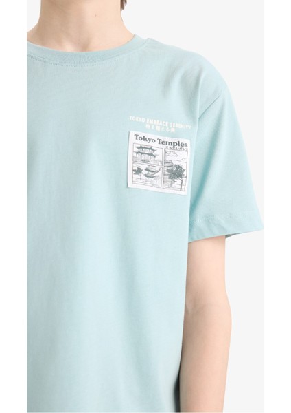 Erkek Çocuk Bisiklet Yaka Baskılı Kısa Kollu Tişört E5079A825SM