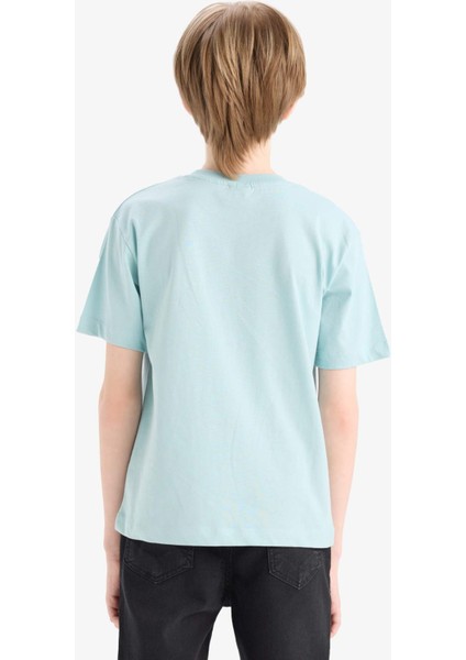 Erkek Çocuk Bisiklet Yaka Baskılı Kısa Kollu Tişört E5079A825SM