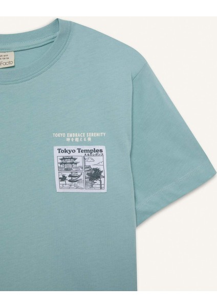 Erkek Çocuk Bisiklet Yaka Baskılı Kısa Kollu Tişört E5079A825SM