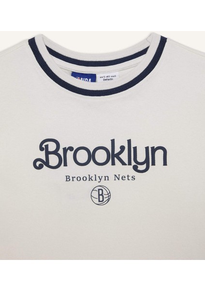 fit Nba New York Knicks Slim Fit Crop Bisiklet Yaka Ribana Kısa Kollu TIŞÖRT E3612AX25SM