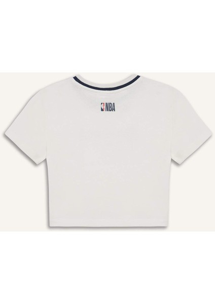 fit Nba New York Knicks Slim Fit Crop Bisiklet Yaka Ribana Kısa Kollu TIŞÖRT E3612AX25SM