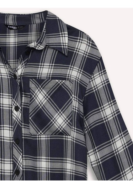Coool Oversize Geniş Kalıp Kareli Flanel Uzun Kollu Gömlek E4593AX25SP
