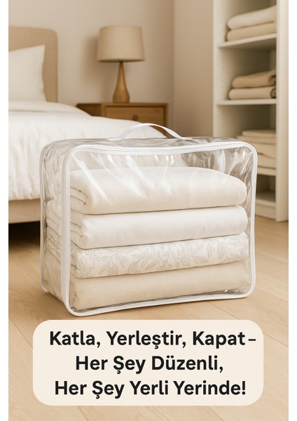 Pratik Saklama Hurcu 40X48X15CM - Katlanabilir, Fermuarlı, Yatak Altı & Dolap Içi Hurç