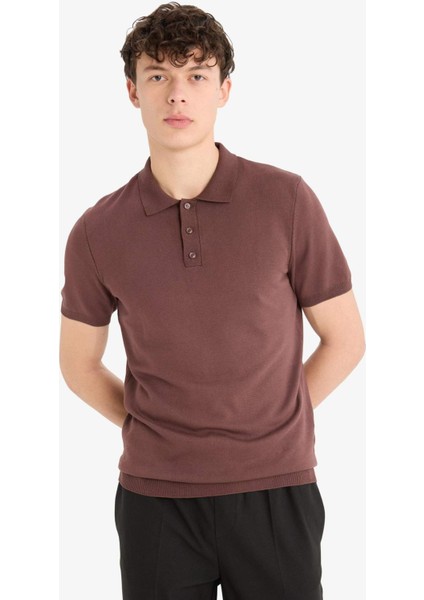 Standart Fit Polo Yaka Triko Kısa Kollu Tişört E3241AX25SP