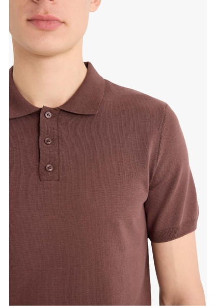 Standart Fit Polo Yaka Triko Kısa Kollu Tişört E3241AX25SP