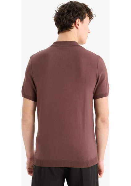 Standart Fit Polo Yaka Triko Kısa Kollu Tişört E3241AX25SP
