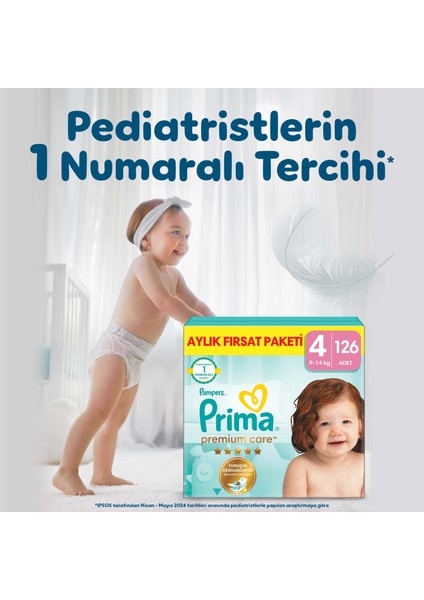 Bebek Bezi Premium Care 4 Numara 126 Adet Aylık Fırsat Paketi
