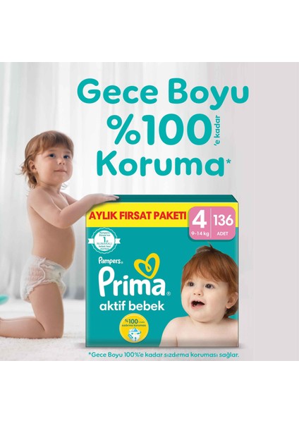 Aktif Bebek, Bebek Bezi 4 Numara, 136 adet