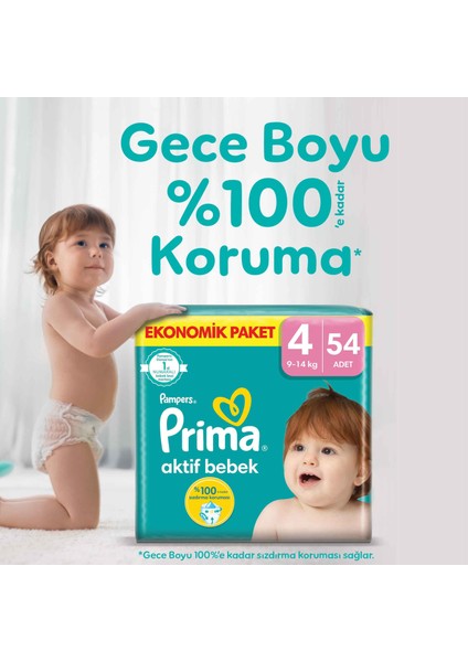 Bebek Bezi Aktif Bebek 4 Beden 54 Adet Fırsat Paketi