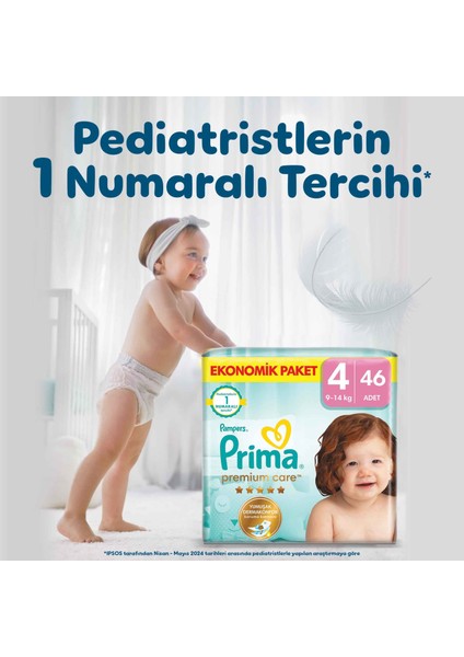 Bebek Bezi Premium Care 4 Numara 46 Adet Ekonomik Paket