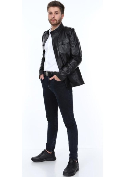 Hakiki Deri Siyah Hera Gömlek Cepli Erkek Deri Ceket fiyatları