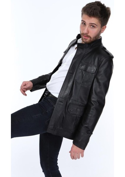 Hakiki Deri Siyah Hera Gömlek Cepli Erkek Deri Ceket indirimleri