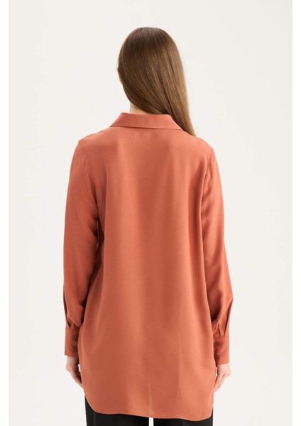 Regular Fit Basic Düz Uzun Kollu Tesettür Gömlek Tunik Z3538AZ25SP