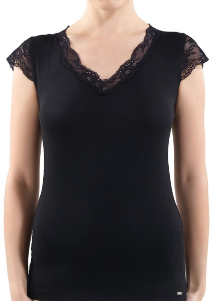 Kadın Modal Elastan T-Shirt 1348 - Siyah