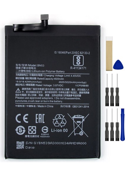 Xiaomi Redmi Note 10 Pro BN53 Batarya Pil Tamir Seti ve Pil Bandı