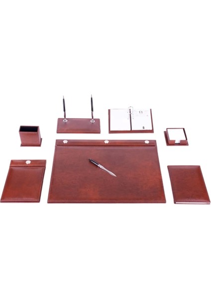 259 Kahverengi Lüks Sümen Takımı (Düğmeli - 9 Parça)