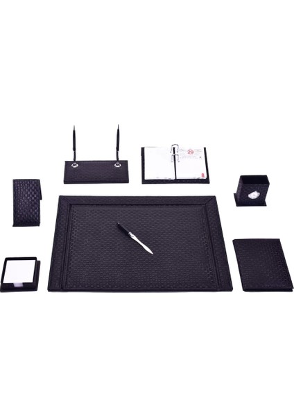 237 Siyah 10 Parça Örgü Desen Sümen Takımı