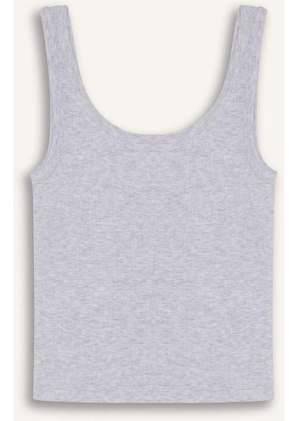 Slim Fit Dar Kesim Basic Düz U Yaka Fitilli Kaşkorse Atlet E5540AX25SM