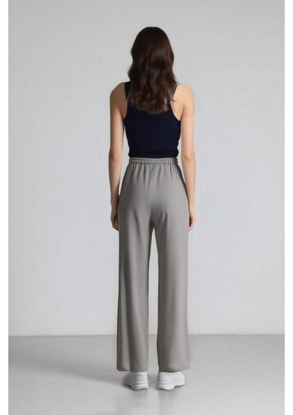 Afra x Defacto Coool Wide Leg Kumaş Pantolon Geniş Bol Paça Beli Lastikli Bağcıklı Cepli C1428AX25SP