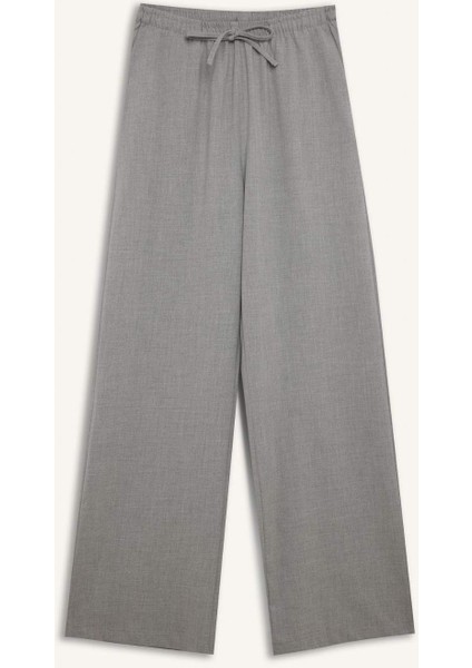 Afra x Defacto Coool Wide Leg Kumaş Pantolon Geniş Bol Paça Beli Lastikli Bağcıklı Cepli C1428AX25SP