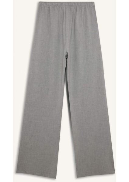 Afra x Defacto Coool Wide Leg Kumaş Pantolon Geniş Bol Paça Beli Lastikli Bağcıklı Cepli C1428AX25SP