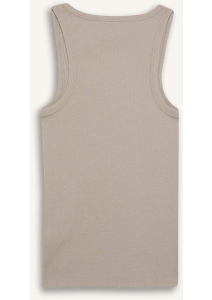 Slim Fit Dar Kesim Basic Düz Yuvarlak Yaka Fitilli Kaşkorse Atlet E5539AX25SM