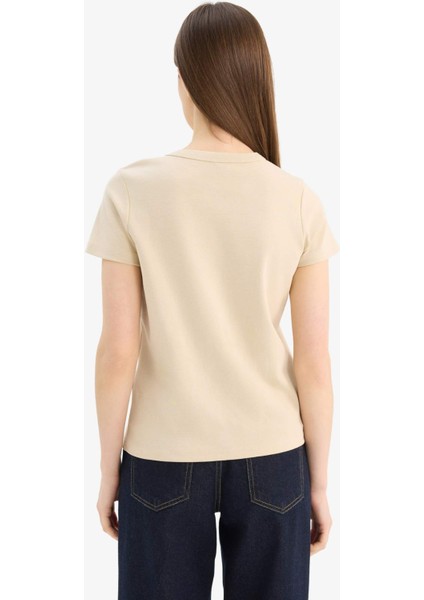Regular Fit Bisiklet Yaka Basic Düz Kısa Kollu Tişört E5451AX25SP