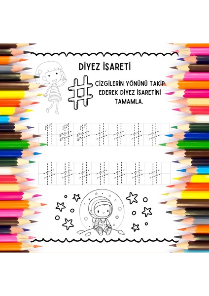 Bemol, Diyez ve Naturel Sembolü Çizgi Tamamlama