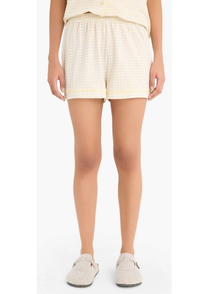 Pijama Takımı Kısa Kollu Üst Beli Lastikli Kısa Şort-Fall in Love E4327AX25SM