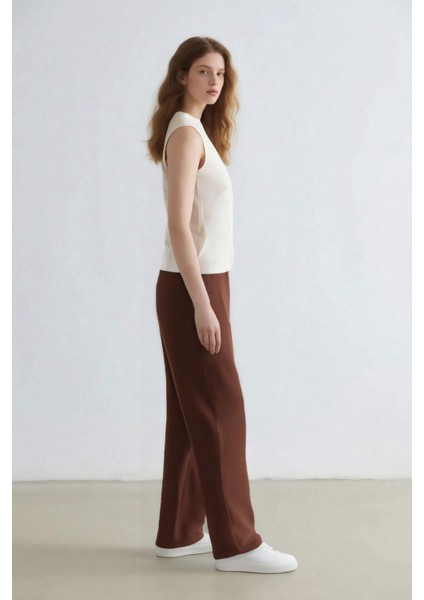 Jogger Pantolon Keten Görünümlü Cepli Yüksek Bel Düz Paça R0433AZ25SP