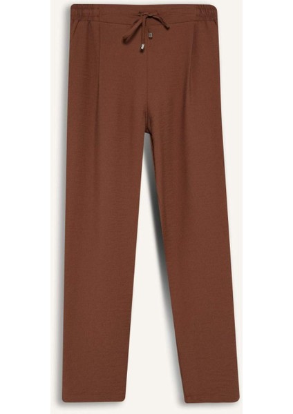Jogger Pantolon Keten Görünümlü Cepli Yüksek Bel Düz Paça R0433AZ25SP