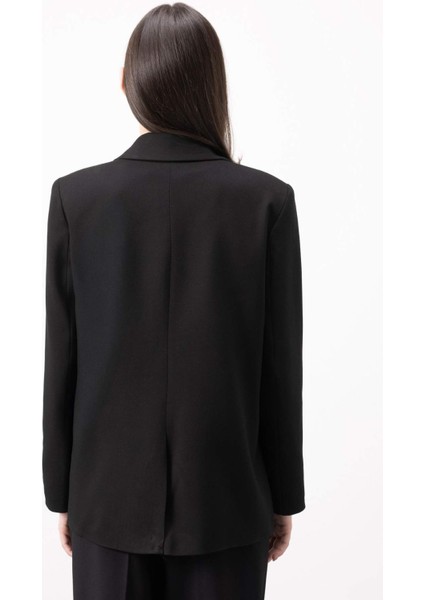 Oversize Geniş Kalıp Düğmeli Basic Düz Blazer Ceket B0490AX25SP