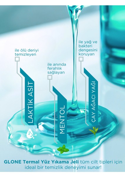 Termal Yüz Yıkama Jeli 200ML | Laktik Asit, Mentol & Çay Ağacı Yağı Içeren Arındırıcı Jel