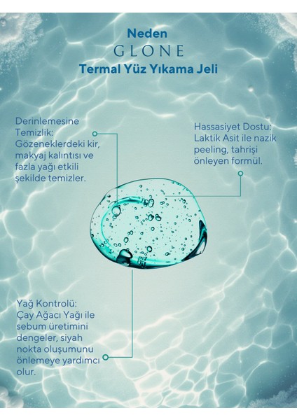 Termal Yüz Yıkama Jeli 200ML | Laktik Asit, Mentol & Çay Ağacı Yağı Içeren Arındırıcı Jel