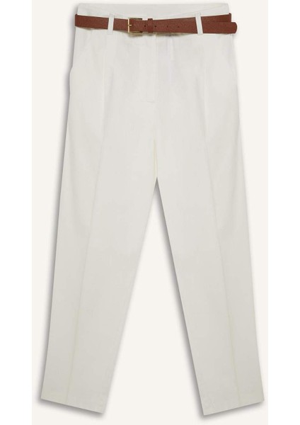 Carrot Fit Gabardin Kumaş Pantolon Kemerli Yüksek Bel Kısa Paça D2732AX25SP