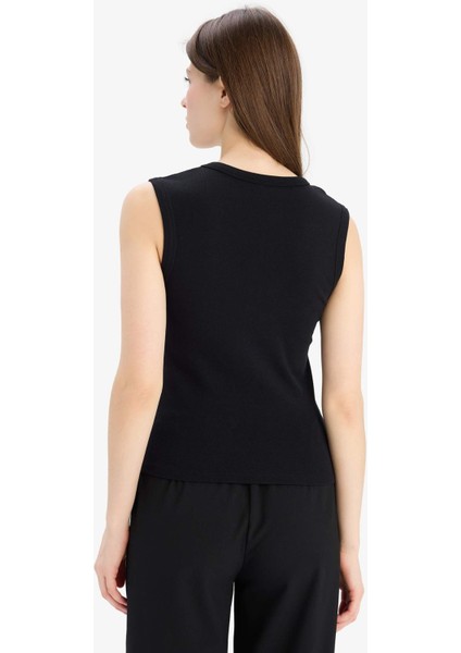 Slim Fit Dar Kesim V Yaka Ribana Atlet E5779AX25SP