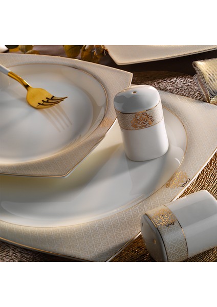 Bone Square Petek 60 Parça 12 Kişilik Yemek Takımı