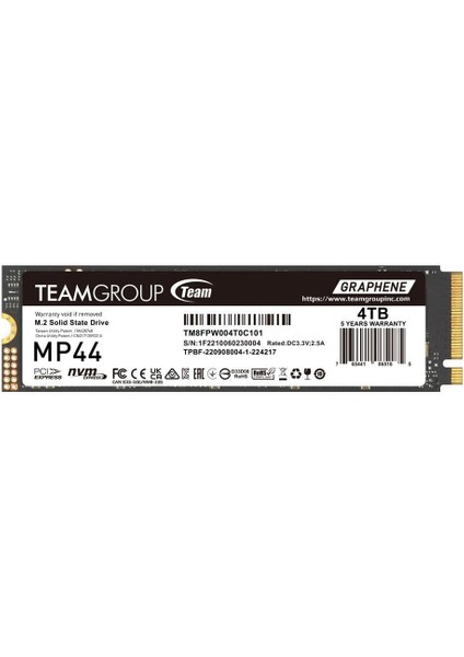 MP44 4tb 7400/6900MB/S GEN4X4 Nvme M.2 SSD (TM8FPW004T0C101)
