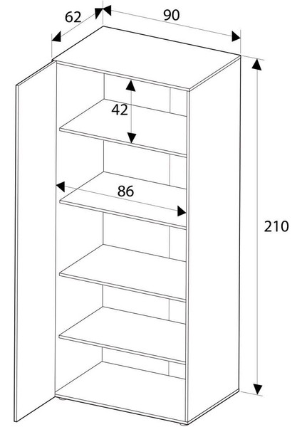 Oryana 2 Kapaklı 5 Bölmeli Gardırop 90X210X62 cm indirimleri