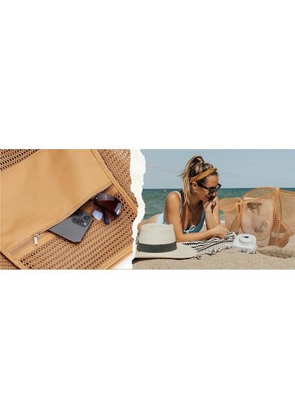 Katlanabilir Plaj Çantası File File El Çantası Kadın Omuz Çantası Yaz Açık Hava Seyahat Temel Seyahat Çantası (Yurt Dışından) fırsatları