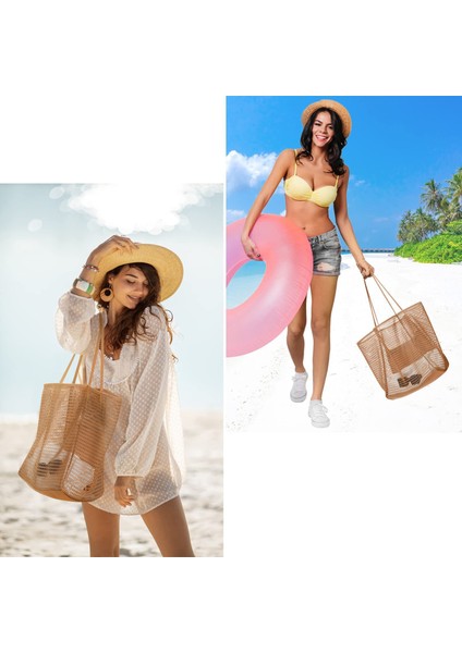 Katlanabilir Plaj Çantası File File El Çantası Kadın Omuz Çantası Yaz Açık Hava Seyahat Temel Seyahat Çantası (Yurt Dışından) indirimleri