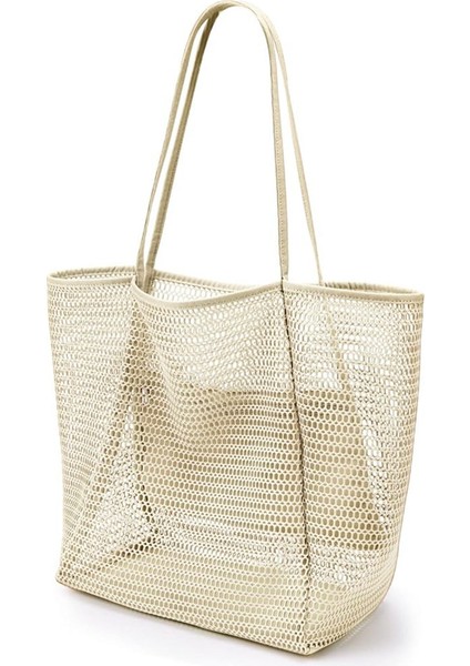 Katlanabilir Plaj Çantası File File El Çantası Kadın Omuz Çantası Yaz Açık Hava Seyahat Temel Seyahat Çantası (Yurt Dışından)