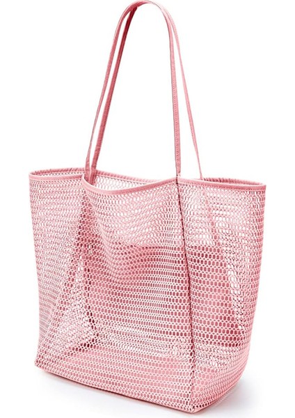 Katlanabilir Plaj Çantası File File El Çantası Kadın Omuz Çantası Yaz Açık Hava Seyahat Temel Seyahat Çantası (Yurt Dışından)