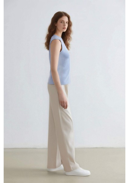 Wide Leg Kumaş Palazzo Pantolon Üç Cepli Normal Bel Standart Boy E5970AX25SP