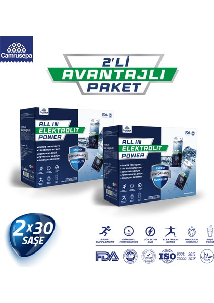 All In Elektrolıt Power (2X30SAŞE) 2 Li Avantaj Paket