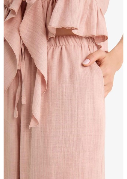 Pantolon Wide Leg Çift Cepli Normal Bel Standart Boy D1009AX25SP