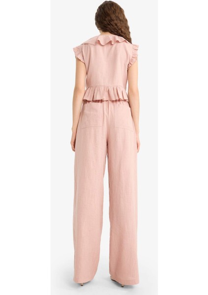 Pantolon Wide Leg Çift Cepli Normal Bel Standart Boy D1009AX25SP