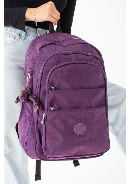 Krinkıl Suya Dayanıklı Büyük Boy Bej Klinkır Sırt Çantası Seyahat Okul Çanta 15,6 Lise (Yurt Dışından)