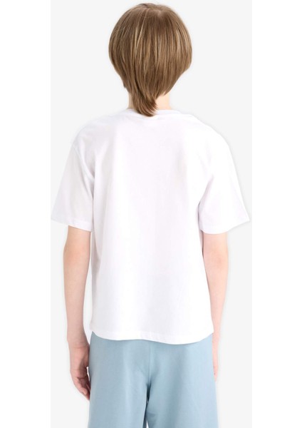 Erkek Çocuk Bisiklet Yaka Baskılı Kısa Kollu Tişört E6315A825HS