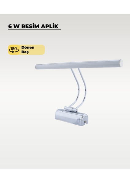 6W Krom Flüt Aplik 6500K (Beyaz Işık)